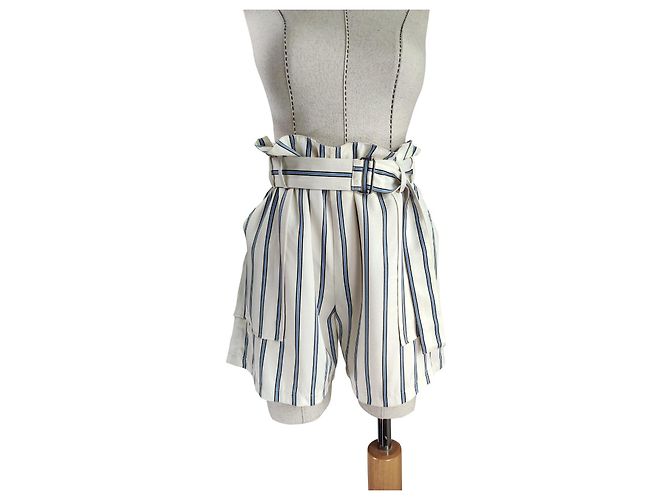 Samsoe & Samsoe Balmville Shorts White Blue Striped Viscose