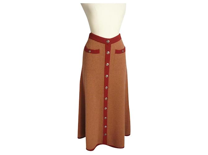 CHANEL - LONG CASHMERE SKIRT IN RUST COLOR NEW CONDITION T,36 Orange  ref.534215