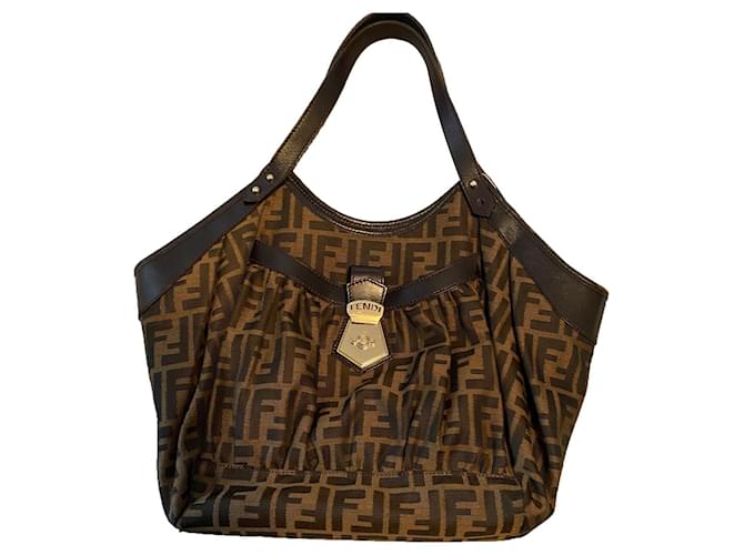 Fendi Vintage Hand Bag Brown Cloth  ref.534601