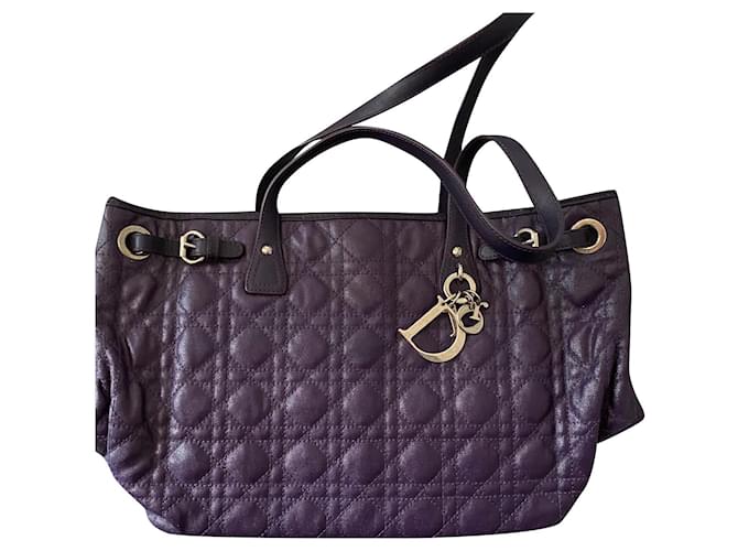 Christian Dior Panarea Tote Bag Medium em lona roxa Roxo  ref.534685