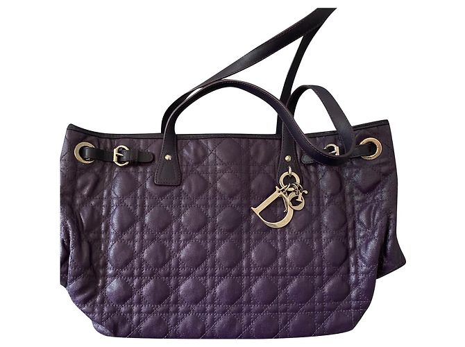 Christian Dior Panarea Tote Bag Medium em lona roxa Roxo