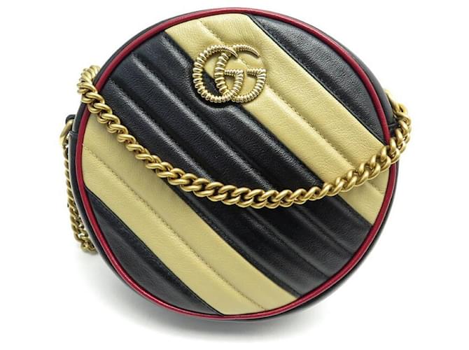 NOVA BOLSA GUCCI 550154 BOLSA DE OMBRO REDONDO BICOLOR MINI MARMONT Couro ref.534991 Joli Closet