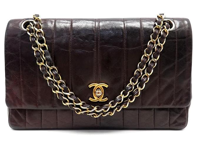 VINTAGE CHANEL HANDBAG CC CLASP IN QUILTED LEATHER PURSE PURSE Brown  ref.535007