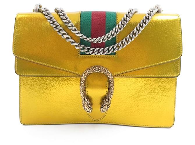 GUCCI DIONYSUS MM HANDBAG 400235 In golden leather 30 CM LEATHER