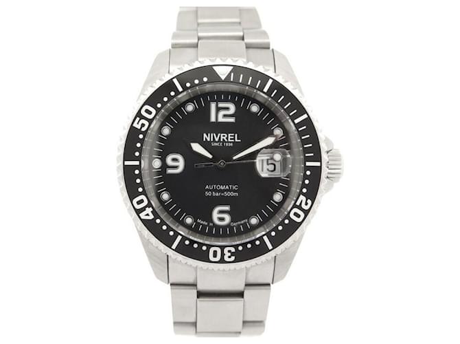 Autre Marque NEW WATCH NIVREL DEEP OCEAN BLACK M145.001 AUTOMATIC BRUSHED STEEL WATCH Silvery  ref.535064