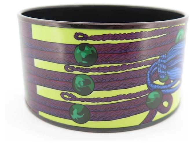 Hermès HERMES XL CUFF BRACELET 20 CM GREEN AND BLUE ENAMEL GREEN & BLUE BANGLE  ref.535096