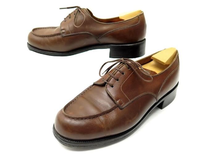 JM WESTON LE GOLF SHOES 641 4C 37 BROWN LEATHER DERBY + SLEEVES  ref.535117