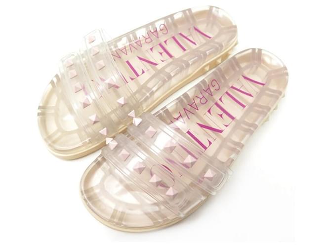 VALENTINO GARAVANI SHOES ROCKSTUD SANDALS 37 TRANSPARENT POOL