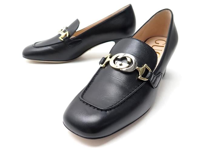 NEW GUCCI ESCAPRPIN ZUMI SHOES 575832 38.5 IT 39.5 FR BLACK LEATHER BOX