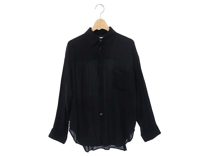 [Usado] Balenciaga BALENCIAGA logo bordado blusa de seda manga larga 36 negro negro / MF ■ OS ■ SH hombres  ref.535219