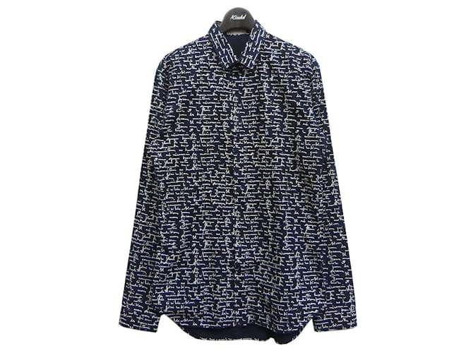 [Usada] Camisa Dior Homme Total Pattern Azul marino Talla: 37 Algodón  ref.535224
