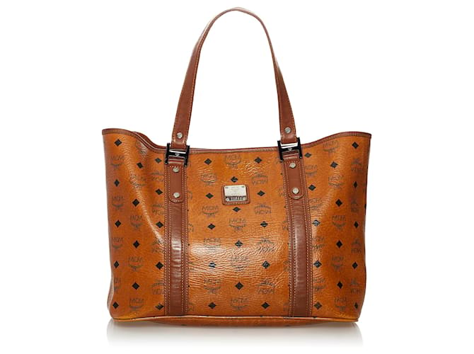 MCM Brown Visetos Leather Tote Bag Pony-style calfskin ref.535274