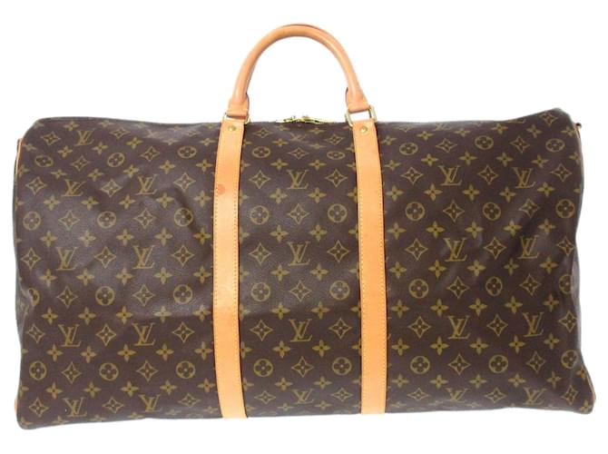 Louis Vuitton Brown Monogram Keepall Bandouliere 60 Leather Cloth  ref.535314
