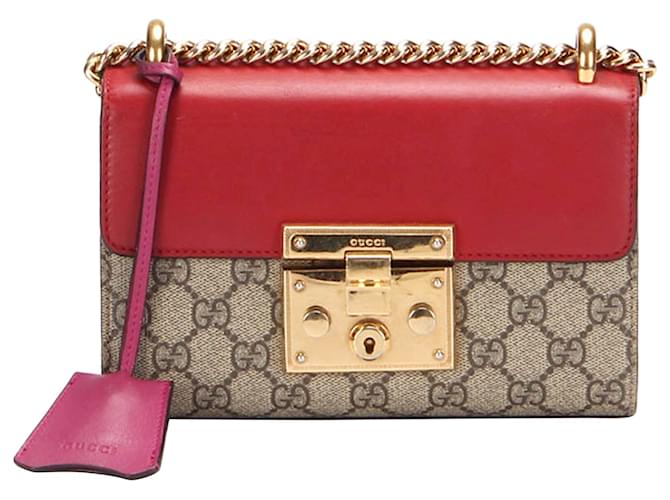 Gucci Beige/Pink/Red GG Coated Canvas Supreme Top Handle Small