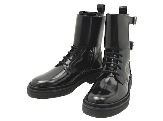 Balmain pour H&M [Used] H & M x Balmain Combat Boots Men's Boots Black  Black Size 40 (Approx. 25.5 cm) Patent Leather Fastener Short  Limited Collaboration H & M BALMAIN Combat Boots  ref.535324