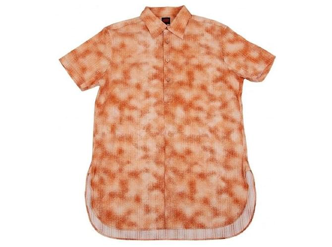 [Occasion] Jean Paul Gaultier Jean Paul GAULTIER coton motif chiné pull manches courtes chemise orange 48 [Hommes]  ref.535337