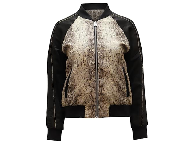 Zadig & Voltaire Zadig and Voltaire Billy Snake Deluxe Bomber Jacket in Black Polyester Multiple colors  ref.535439