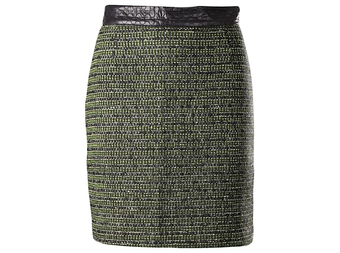 Proenza Schouler Tweed Pencil Skirt in Green Wool  ref.535444