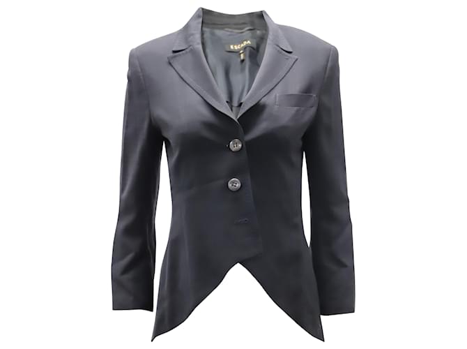 Escada Peplum-hem Blazer Jacket in Black Wool blend  ref.535447
