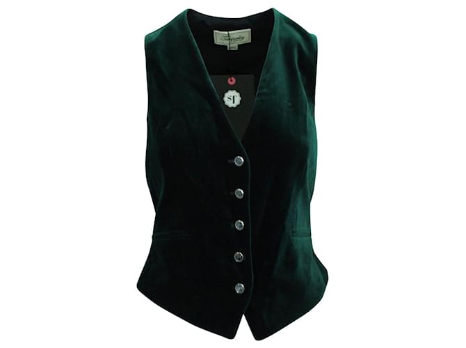 Temperley London Dark Green Velvet Elegant Vest  ref.535480