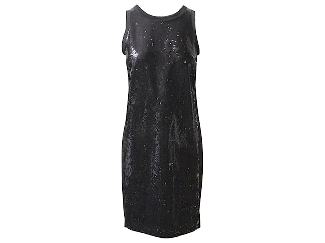 Michael Kors Paillettenverziertes ärmelloses Kleid aus schwarzem Polyester  ref.535483