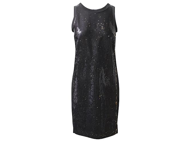 Michael Kors Sequin-Embellished Sleeveless Dress in Black Polyester  ref.535483