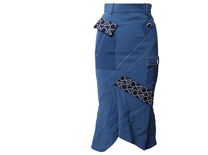 Peter Pilotto Geometric Skirt in Blue Viscose Cellulose fibre  ref.535523