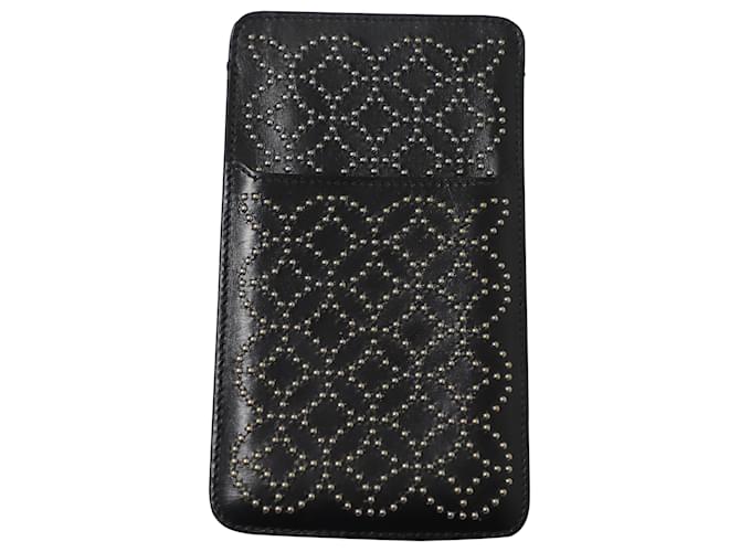 Coque Alaïa pour smartphone 10 en cuir noir Veau façon poulain  ref.535536