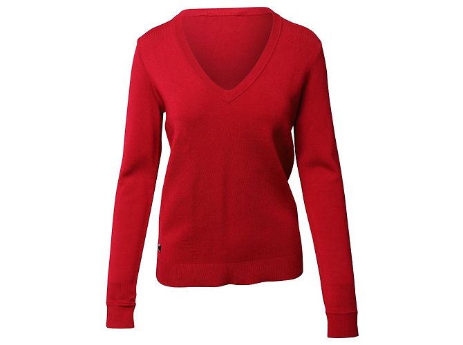 Pull col V Herve Leger en rayonne rouge