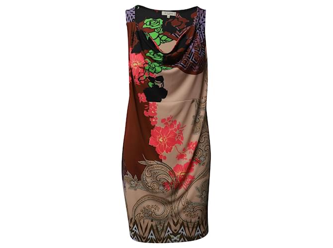 Etro Ärmelloses Kleid mit Wasserfallausschnitt aus mehrfarbigem Polyester Mehrfarben  ref.535580