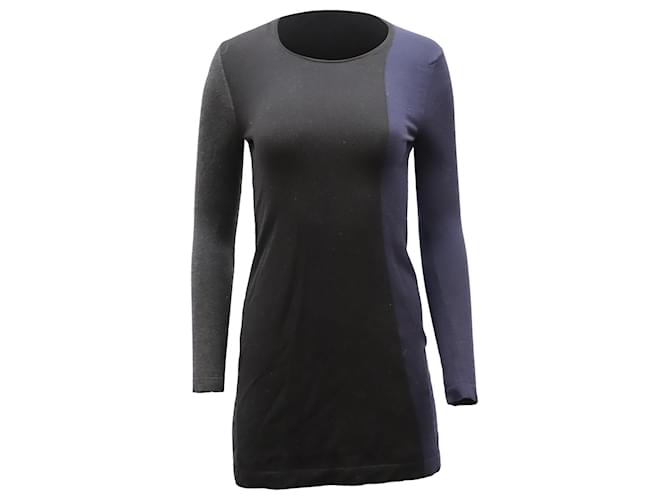 Theory Colorblock Mini Dress in Black Wool  ref.535602