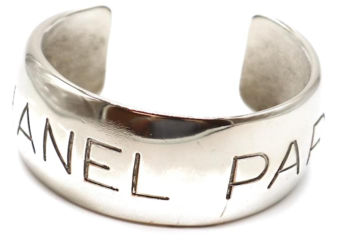 Bracciale rigido con polsini larghi CC Paris in argento di Chanel Metallo  ref.535946