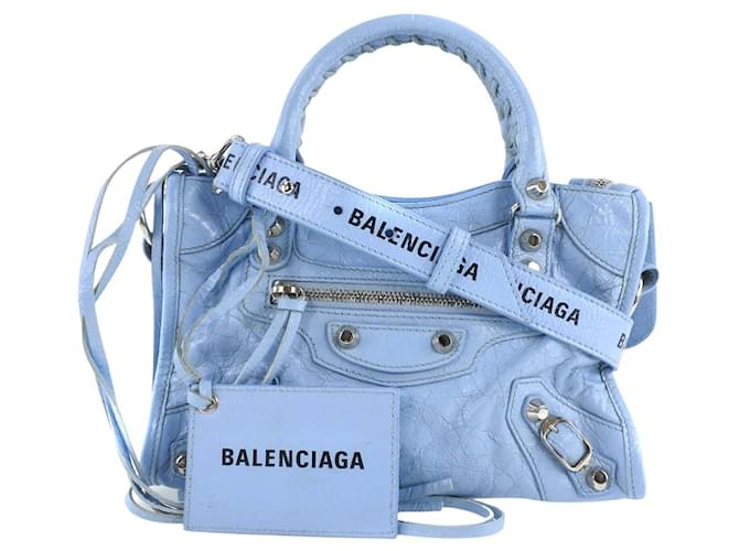 Balenciaga city mini Blu Pelle  ref.536047