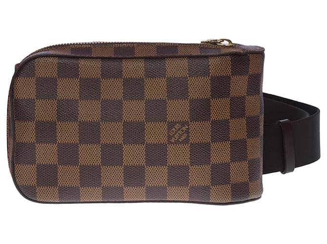 Magnifica borsa a tracolla Louis Vuitton Geronimos in pelle a scacchi marrone, garniture en métal doré  ref.536076