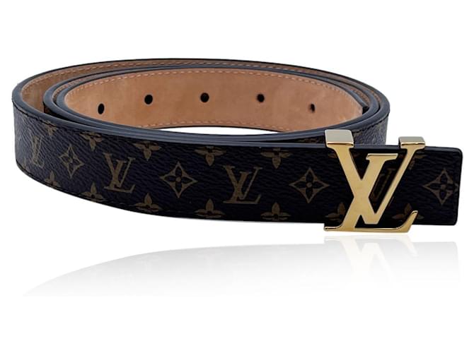 Louis Vuitton Brown Mini Monogram Canvas Logo Buckle Belt Size 95