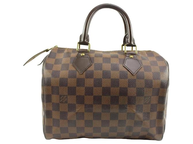 Louis Vuitton Damier Ebene Speedy 25 Boston Bag PM Couro  ref.536163