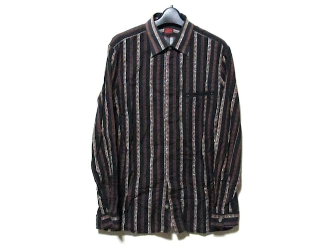 [Used]  Jean Paul GAULTIER HOMME Jean Paul Gaultier  Homme "48" Ethnic Striped Shirt (Gaultier) Black Cotton  ref.536185