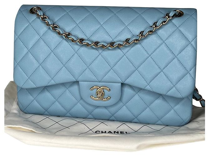 Timeless Chanel Jumbo clássico atemporal Azul claro