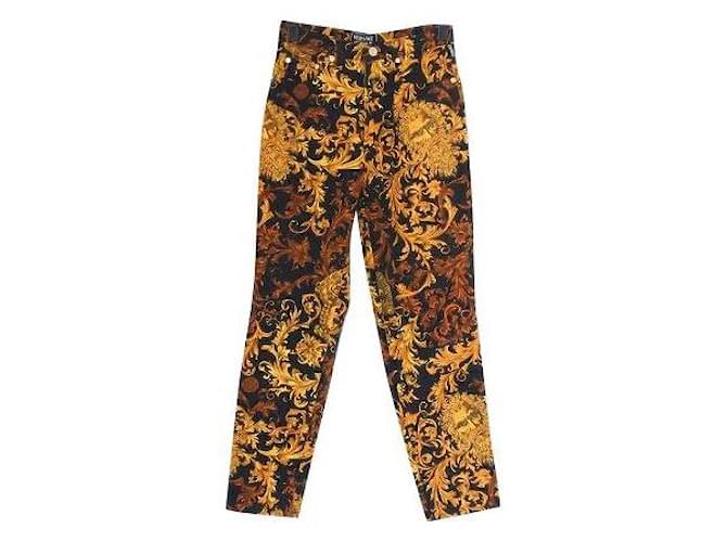 [Used]  [Good] VERSACE Versace Vintage Baroque Pattern  Pants 28 42 Women's Cotton Medusa Brown Black Golden  ref.536195
