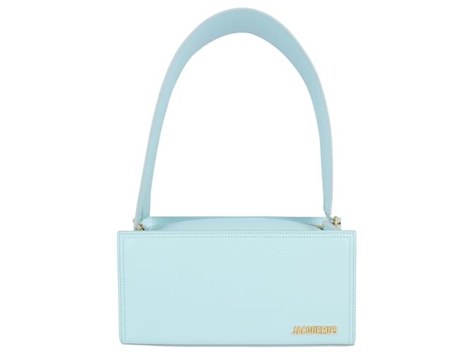 Jacquemus Women Le Rectangle Shoulder Bag In Turquoise Leather Blue  ref.536391
