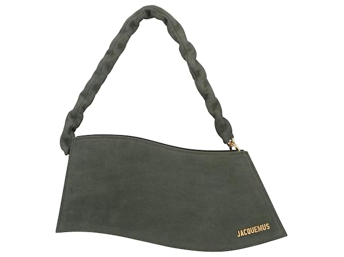 Jacquemus Women La Vague Shoulder Bag In Khaki Leather Green  ref.536393