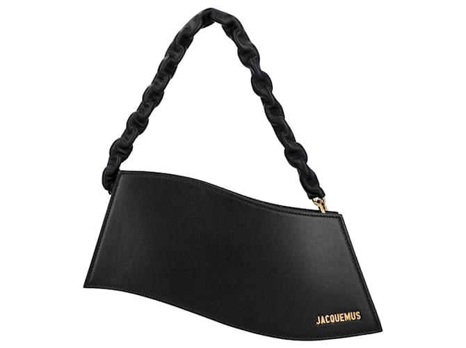 Jacquemus Women La Vague Shoulder Bag In Black Leather  ref.536399