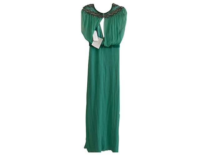 Jenny Packham Robes Soie Vert  ref.536516