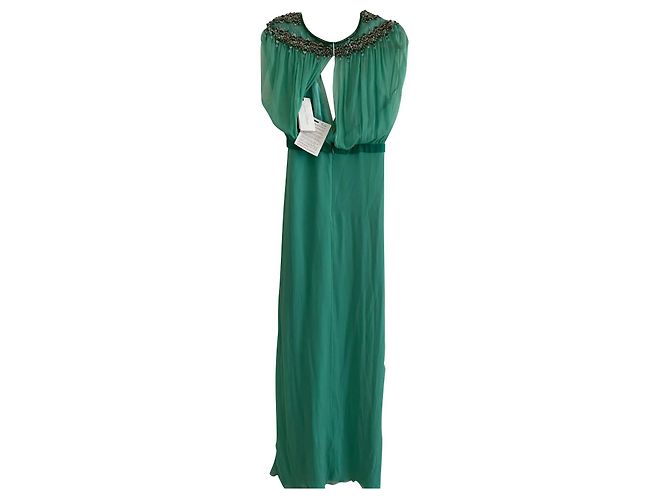 Vestido de seda verde Jenny Packham Talla 12 UK
