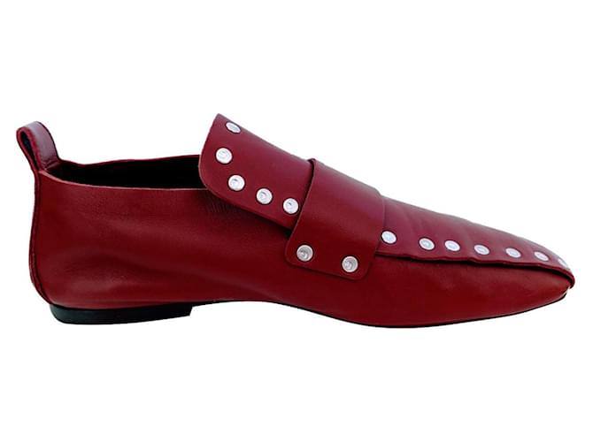 Céline SOFT loafers Silvery Dark red Leather  ref.536611