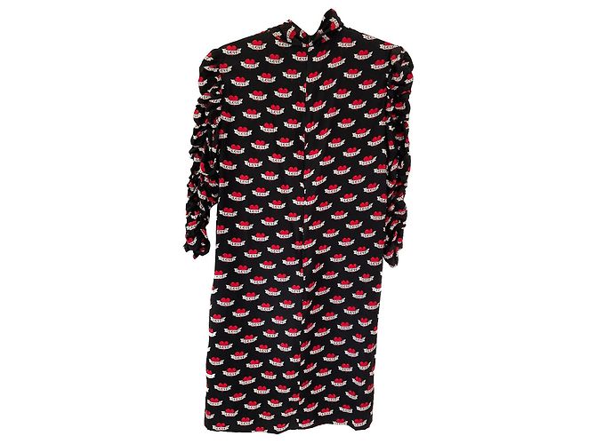 Vestido Sandro de seda com mangas 3/4 Multicor