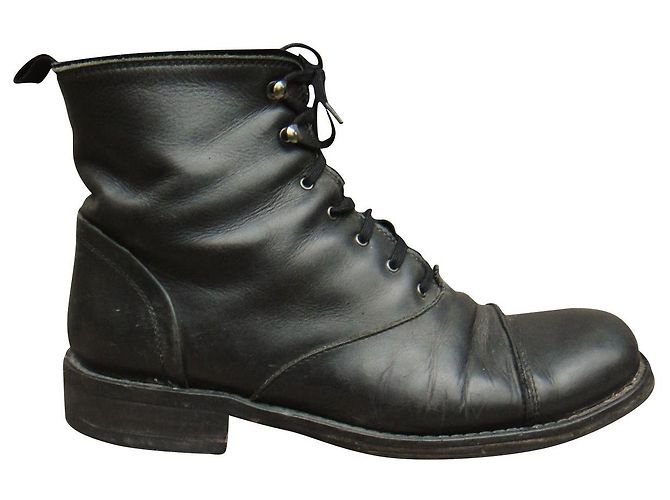 Autre Marque all leather laced ankle boots made in Italy p 38 Black