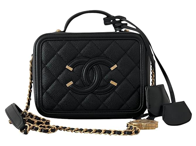 Vanity Chanel schwarz Leder  ref.536926