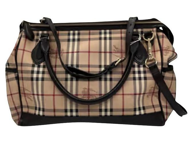 Burberry Check Leder Reisetasche