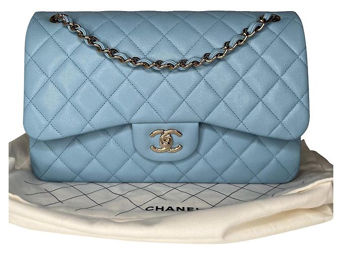 Timeless Chanel Jumbo clássico atemporal Azul claro